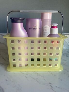 Y2K Pale Yellow Basket Shower Caddy